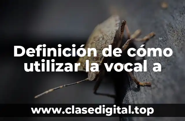 Definición de cómo utilizar la vocal a