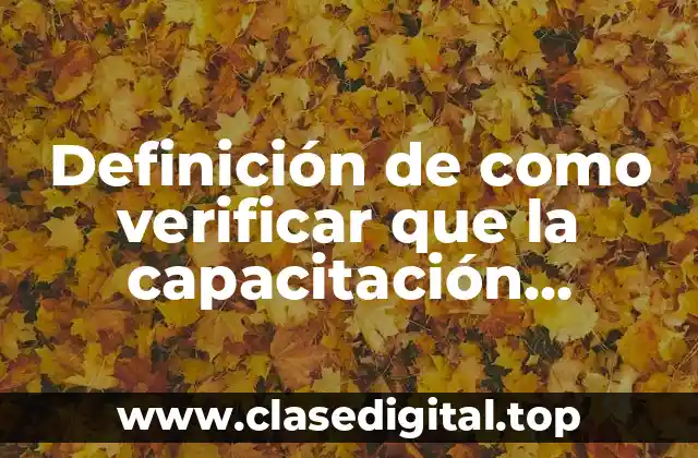 Definición de como verificar que la capacitación funcionó