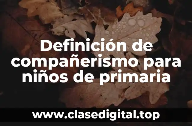 Definición de compañerismo para niños de primaria