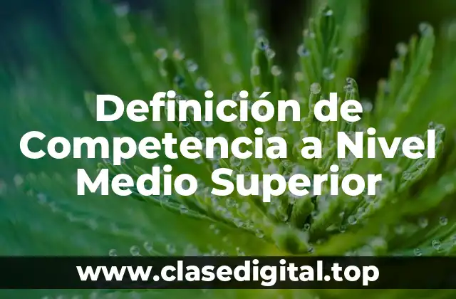 Definición Técnica de Competencia a Nivel Medio Superior