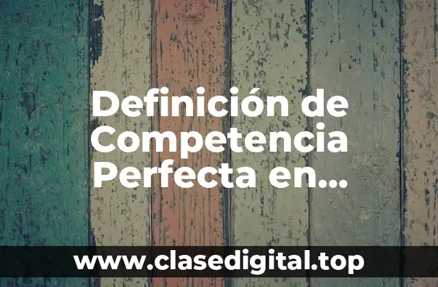 Definición de Competencia Perfecta en Empresas