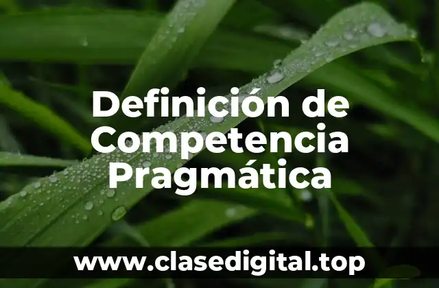 Definición de Competencia Pragmática