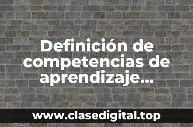 Definición de competencias de aprendizaje permanente