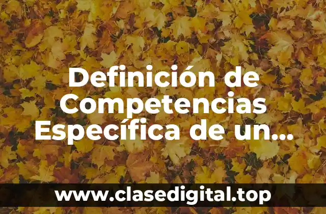 Definición de Competencias Específica de un Estudiante