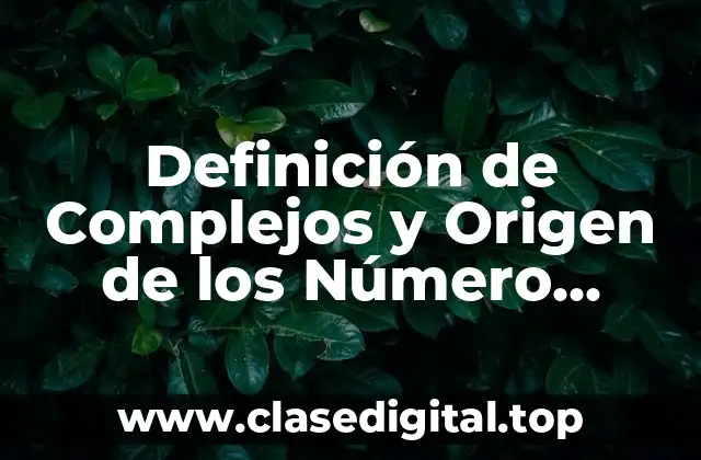 Definición de Complejos y Origen de los Número Complejos