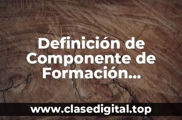 Definición técnica de Componente de Formación Propedéutica