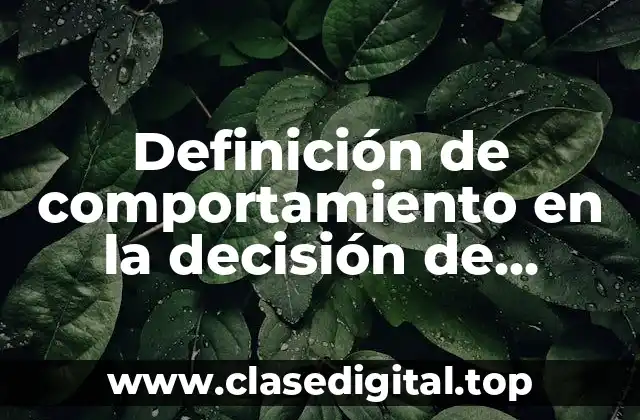 Definición de comportamiento en la decisión de compra