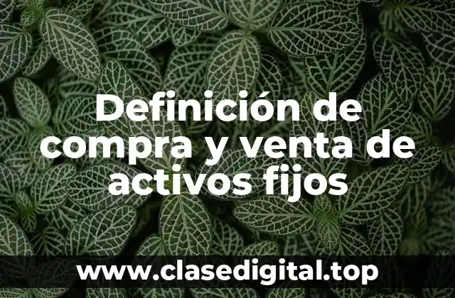 Definición de compra y venta de activos fijos