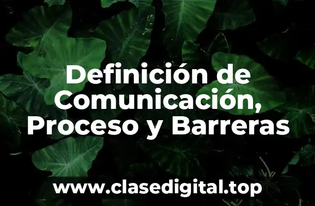 Definición de Comunicación, Proceso y Barreras