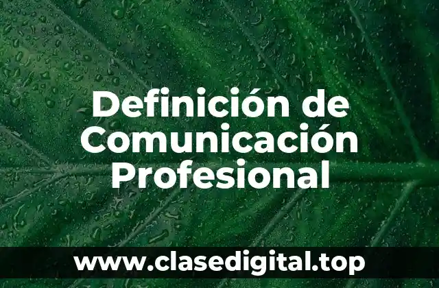 Definición de Comunicación Profesional