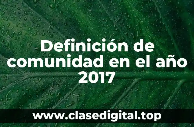 Definición de comunidad en el año 2017