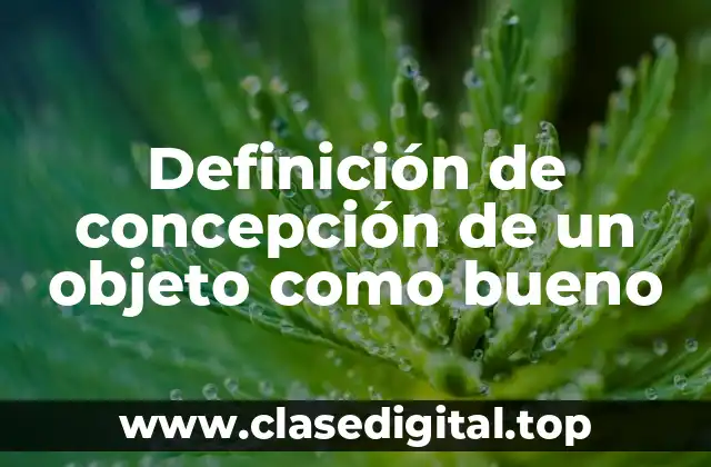 Definición de concepción de un objeto como bueno