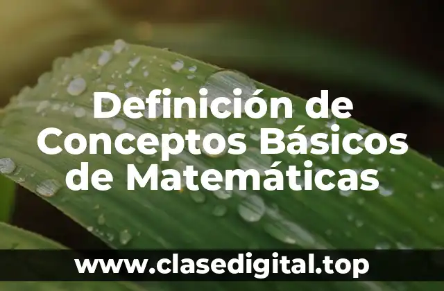 Definición de Conceptos Básicos de Matemáticas