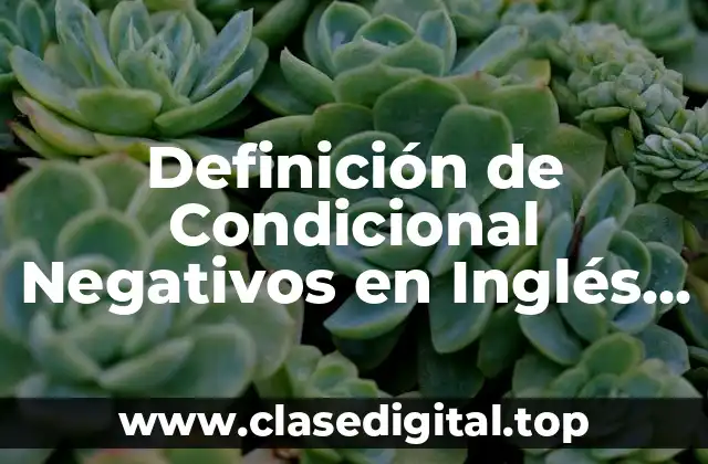 Definición de Condicional Negativos en Inglés y Español