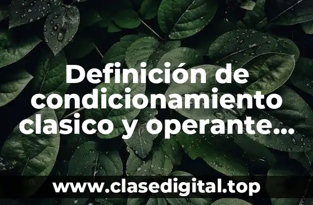 Definición de condicionamiento clasico y operante en lactantes