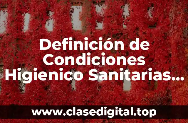 Definición de Condiciones Higienico Sanitarias del Personal de Limpieza