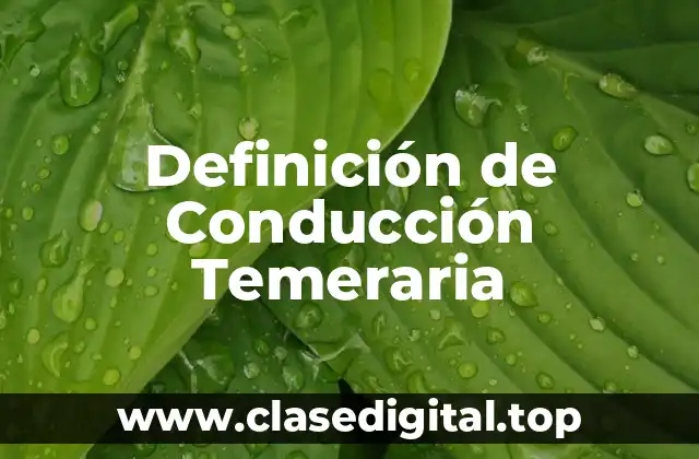 Definición de Conducción Temeraria