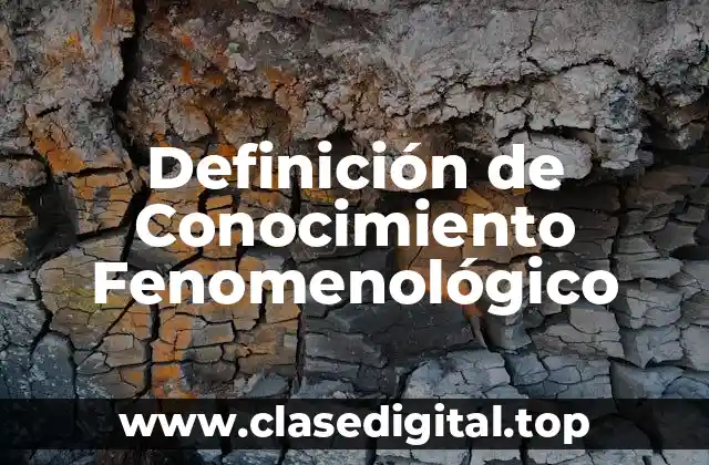 Definición de Conocimiento Fenomenológico