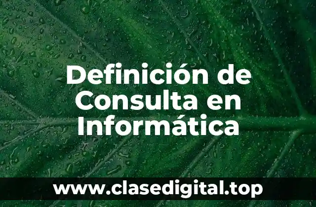 Definición de Consulta en Informática