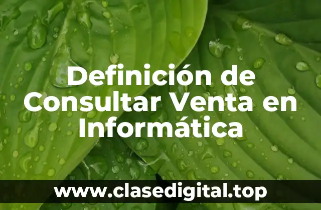 Definición de Consultar Venta en Informática