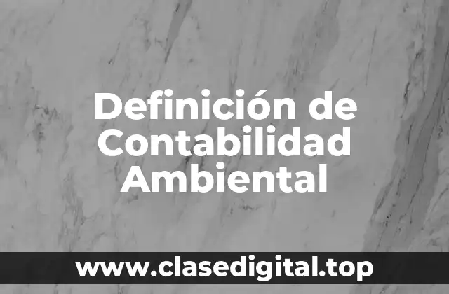 Definición de Contabilidad Ambiental