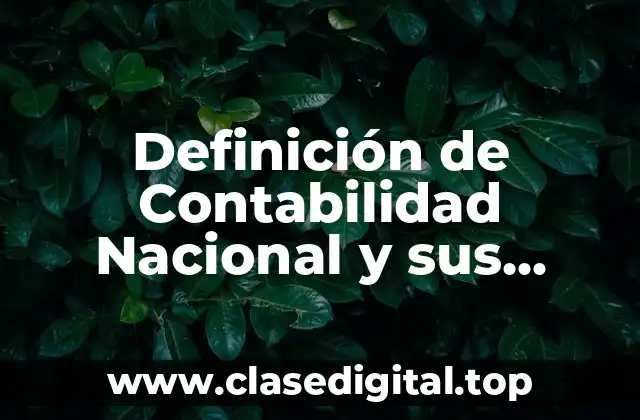 Definición de Contabilidad Nacional y sus Cuentas Principales