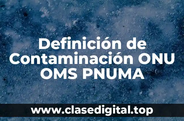 Definición de Contaminación ONU OMS PNUMA