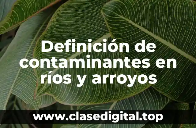 Definición de contaminantes en ríos y arroyos