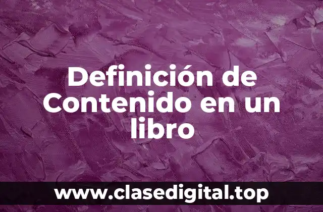 Definición de Contenido en un libro