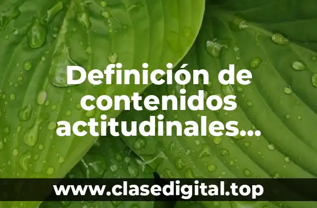 Definición de contenidos actitudinales procedimentales y conceptuales