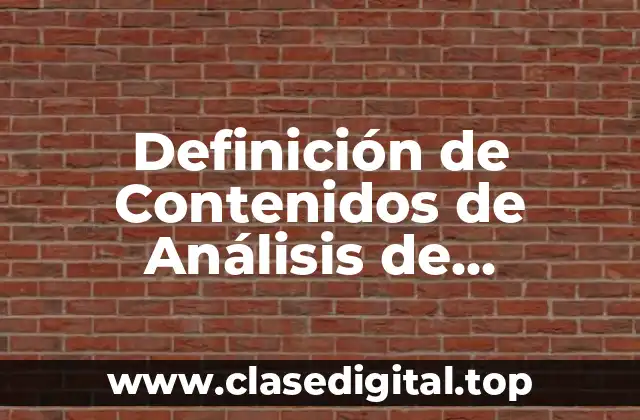Definición de Contenidos de Análisis de Información