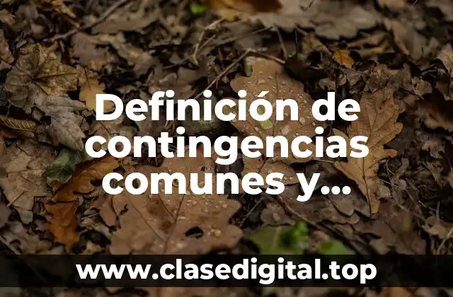 Definición de contingencias comunes y profesionales