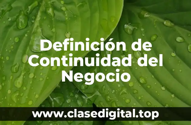 Definición de Continuidad del Negocio