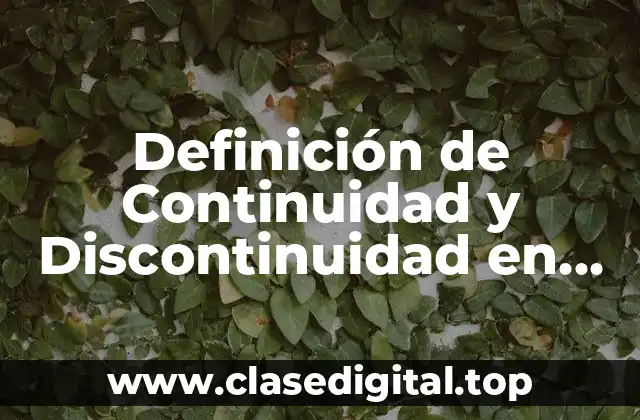 Definición de Continuidad y Discontinuidad en Cálculo