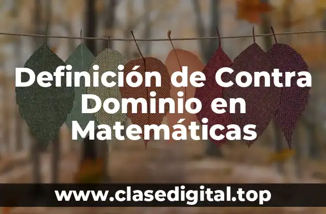 Definición de Contra Dominio en Matemáticas