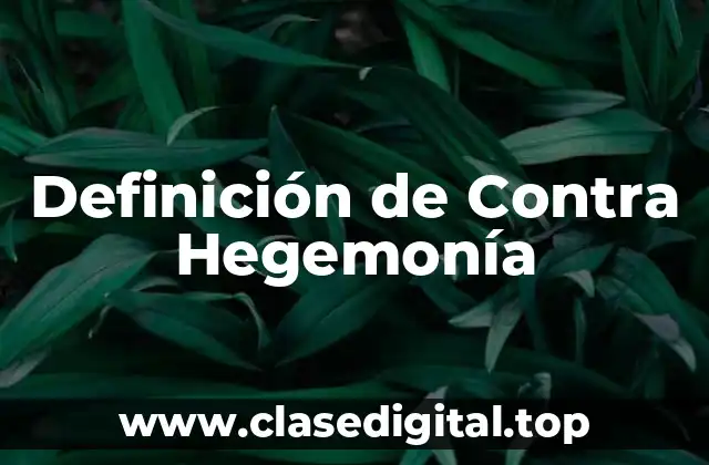 Definición Técnica de Contra Hegemonía