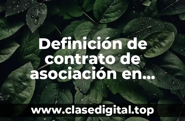 Definición de contrato de asociación en participación México