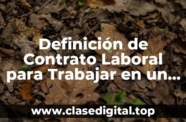 Definición de Contrato Laboral para Trabajar en un Hotel