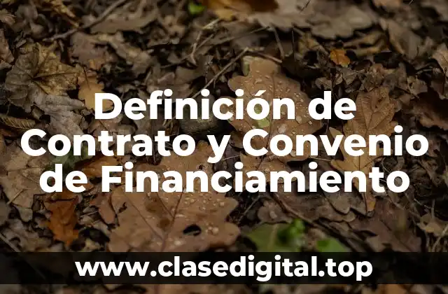 Definición de Contrato y Convenio de Financiamiento