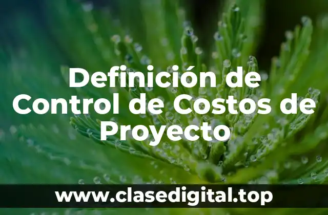Definición de Control de Costos de Proyecto