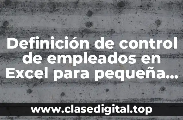 Definición de control de empleados en Excel para pequeña empresa