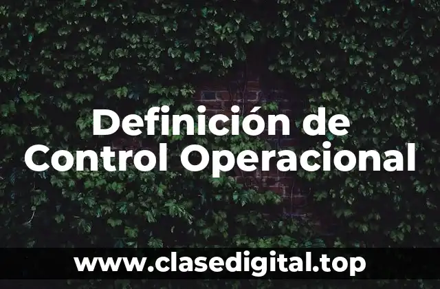 Definición Técnica de Control Operacional