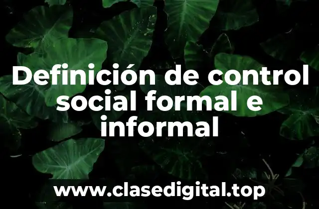 Definición de control social formal e informal