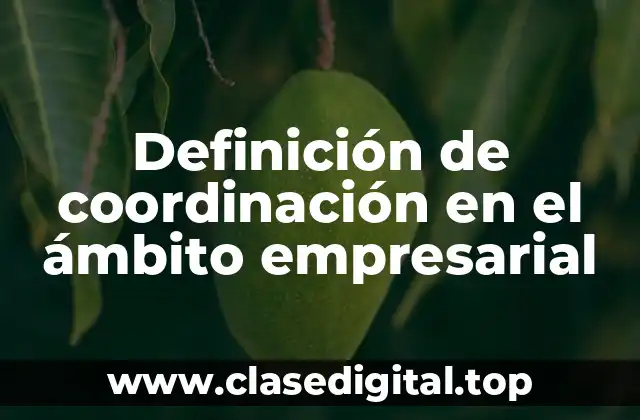 Definición técnica de coordinación en el ámbito empresarial