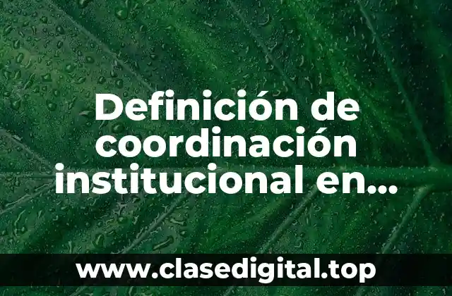 Definición de coordinación institucional en libros