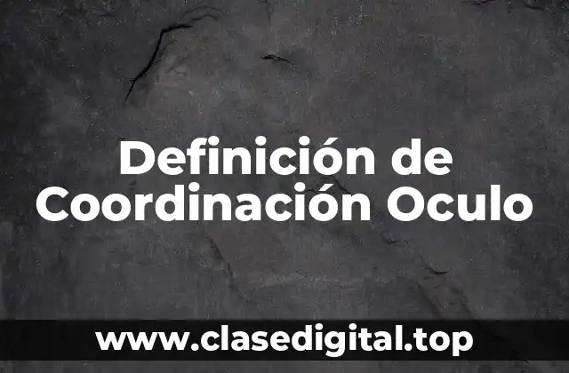Definición Técnica de Coordinación Oculo-Manual