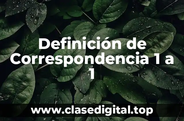 Definición de Correspondencia 1 a 1