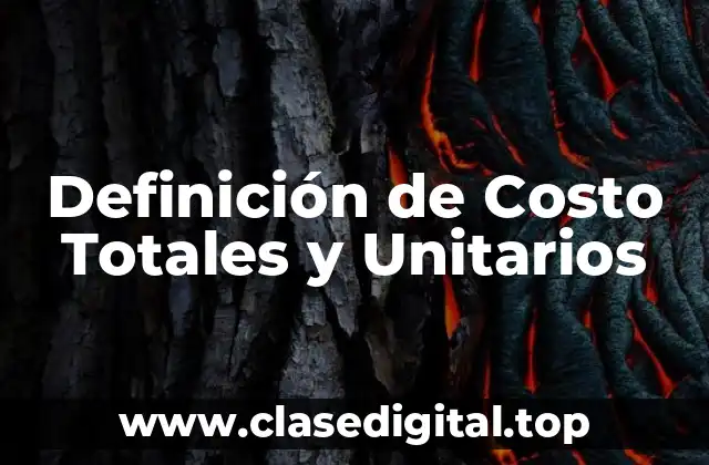 Definición de Costo Totales y Unitarios
