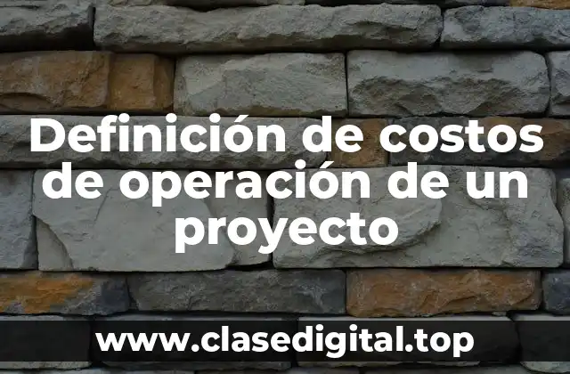 Ejemplos de costos de operación de un proyecto