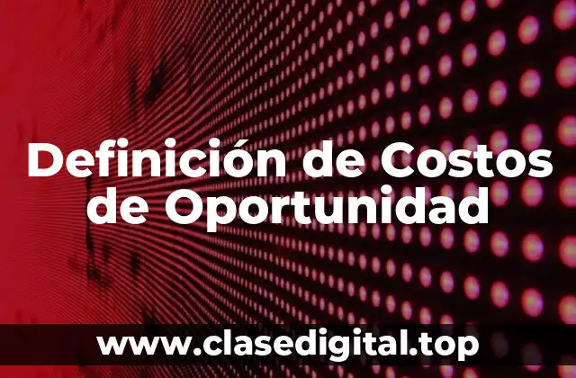 Definición Técnica de Costos de Oportunidad